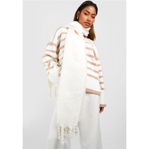 Sciarpa spessa con nappe, Bianco - boohoo - Modalova