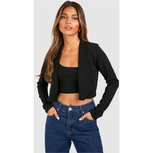 Blazer corto in crêpe di jersey con bavero - boohoo - Modalova