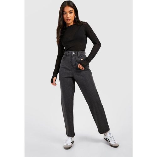 Jeans Mom Petite a vita alta scuro - 66 cm - boohoo - Modalova