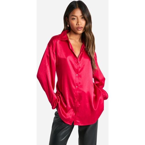 Camisa Oversize De Raso Texturizada - boohoo - Modalova