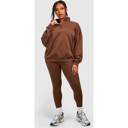 Set felpa Plus Size oversize con zip corta & legging - boohoo - Modalova