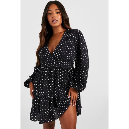 Vestido Plus Holgado Cruzado De Lunares Con Forma De Globo - boohoo - Modalova