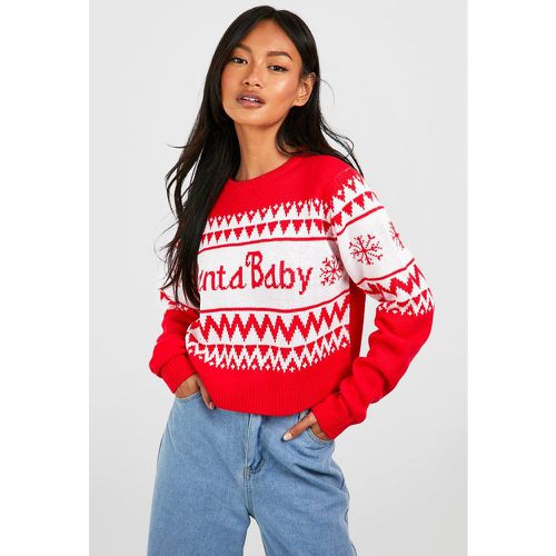 Jersey Crop Navideño Con Estampado Santa Baby - boohoo - Modalova