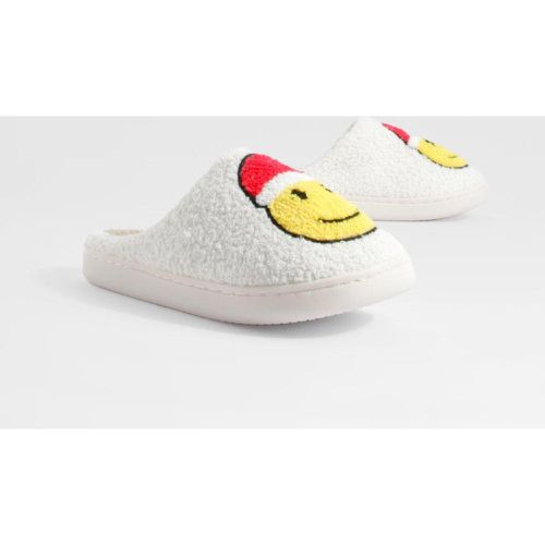 Zapatillas Para Estar En Casa De Borreguito Con Cara De Papá Noel - boohoo - Modalova