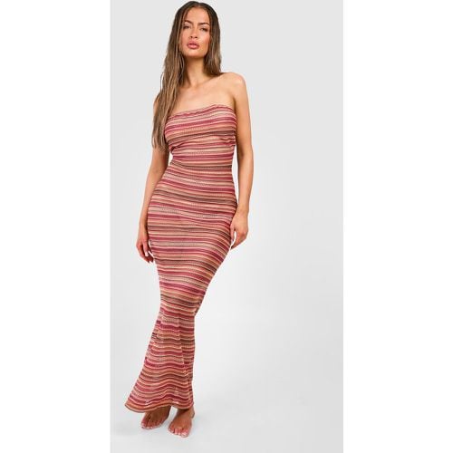 Vestido Maxi Para La Playa Palabra De Honor De Croché Con Rayas - boohoo - Modalova