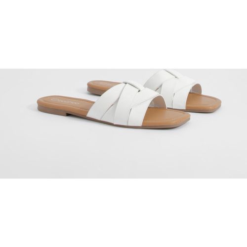 Woven Basic Mule Sandals, Blanco - boohoo - Modalova