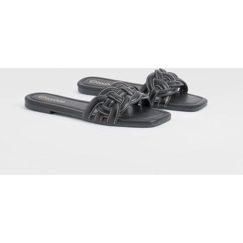 Contrast Stitch Loop Detail Mule Sandals - boohoo - Modalova