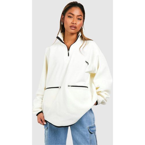 Sudadera Oversize De Forro Polar Con Cremallera A La Mitad - boohoo - Modalova