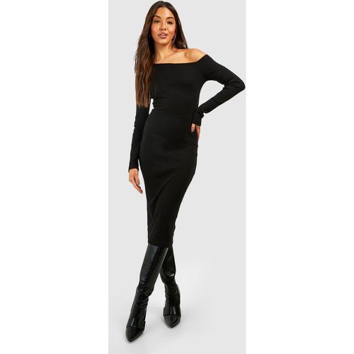 Vestito midi a maniche lunghe a coste asimmetriche - boohoo - Modalova