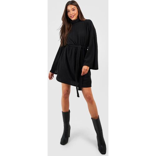 Vestido Skater Texturizado De Canalé Con Cuello Vuelto - boohoo - Modalova