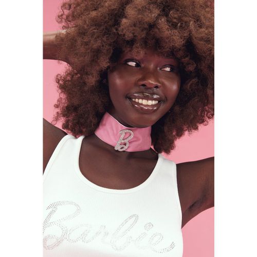 Girocollo Choker Fashion Statement di Barbie in velluto rosa - boohoo - Modalova