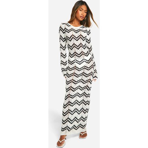 Vestito maxi all'uncinetto a zig zag monocromatico - boohoo - Modalova