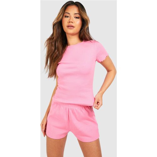 Rib Lounge T Shirt, Pink - boohoo - Modalova