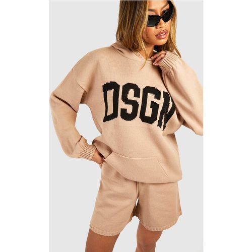 Dsgn Overiszed Hoody And Shorts Knitted Set - boohoo - Modalova