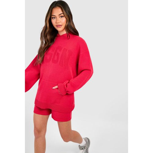 Dsgn Embossed Hoody And Shorts Knitted Set - boohoo - Modalova