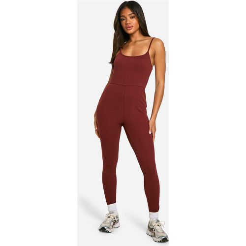 Tuta intera Skinny Fit in cotone a coste - boohoo - Modalova