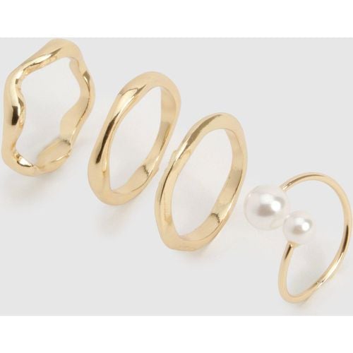 Multipaquete De Anillos Con Perlas - boohoo - Modalova