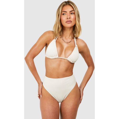 Set bikini a triangolo a vita alta con trama - boohoo - Modalova