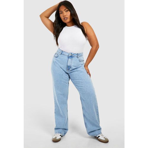 Jeans Plus Size in taglio maschile in lavaggio acido chiaro - boohoo - Modalova