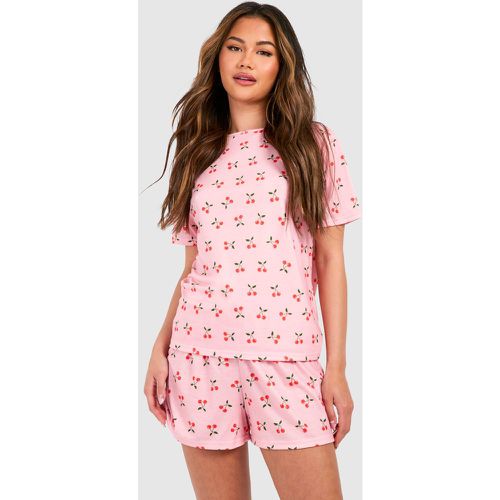Pijama De Pantalón Corto Con Estampado De Cerezas - boohoo - Modalova