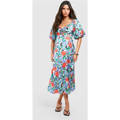 Vestido Midaxi De Flores Con Mangas Abullonadas - boohoo - Modalova