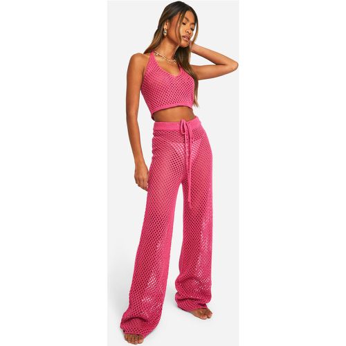 Conjunto De Punto De Pantalón Ancho Y Bralette De Croché - boohoo - Modalova