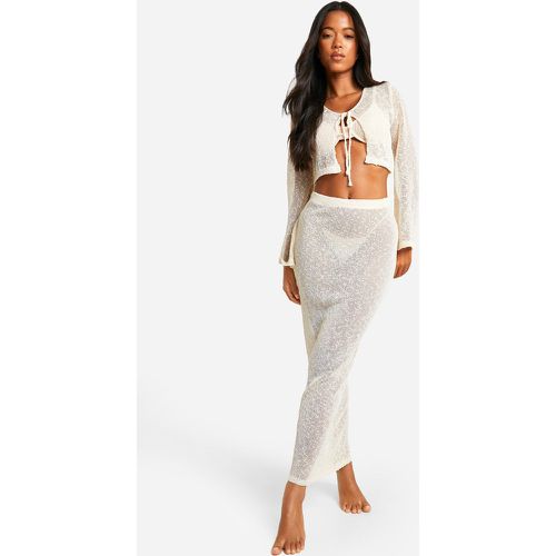 Conjunto Coordinado Para La Playa De Falda Maxi Y Top De Croché Con Atadura - boohoo - Modalova