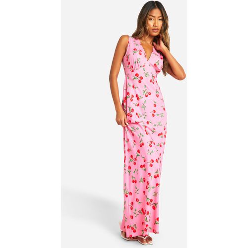 Vestido Lencero Maxi Con Escote De Pico Y Estampado De Cerezas - boohoo - Modalova