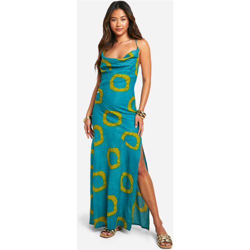 Vestido Maxi De Algodón Con Desteñido Anudado Y Escote Plisado - boohoo - Modalova