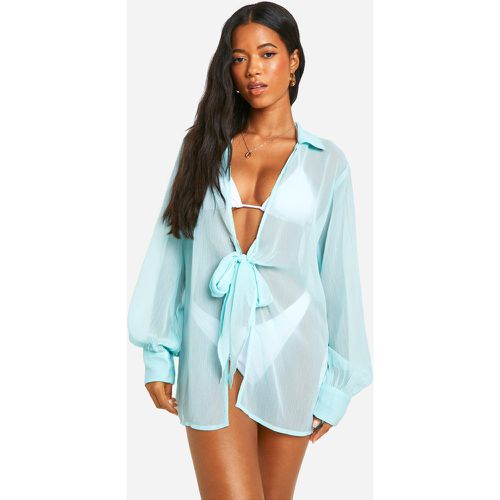 Camisa Para La Playa Con Atadura - boohoo - Modalova