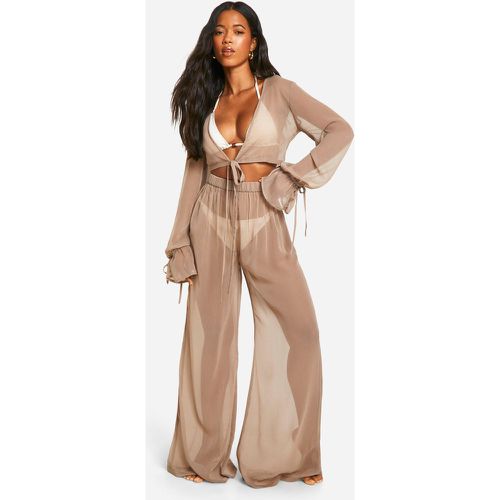 Tie Crop Top And Beach Trouser - boohoo - Modalova