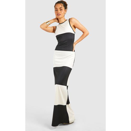 Racer Neck Colour Block Stripe Rib Maxi Dress - boohoo - Modalova