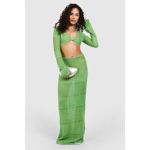 Gonna maxi Petite in maglia, Verde - boohoo - Modalova