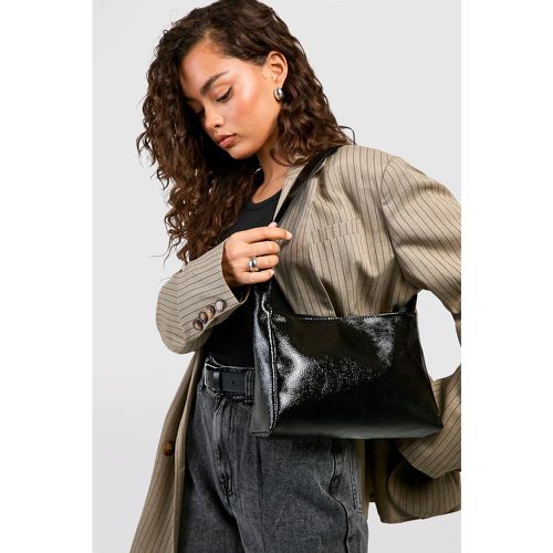 Textured Patent Shoulder Bag, Negro - boohoo - Modalova