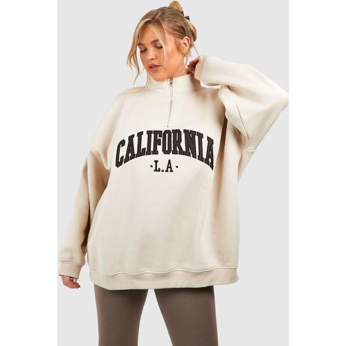 Sudadera Plus Con Cremallera A La Mitad Y Aplique De California - boohoo - Modalova