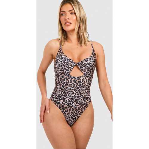 Tummy Control Leopard Twist Front Swimsuit - boohoo - Modalova