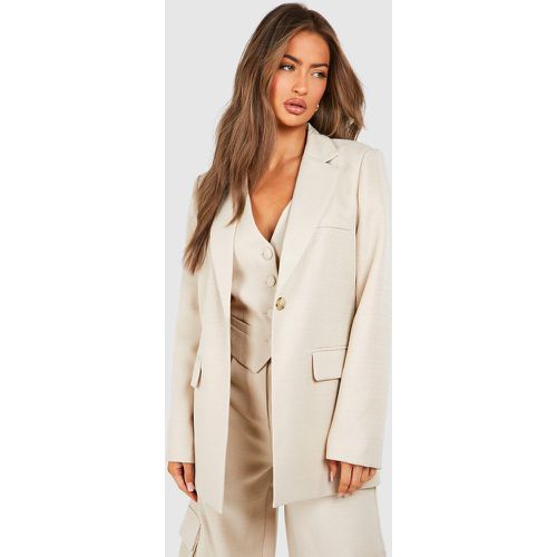 Blazer rilassato con trama, Beige - boohoo - Modalova