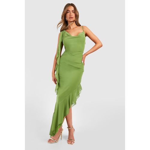 Vestito maxi in chiffon con scollo a cappuccio - boohoo - Modalova