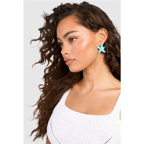 Blue Sea Shell Earrings, Azul - boohoo - Modalova