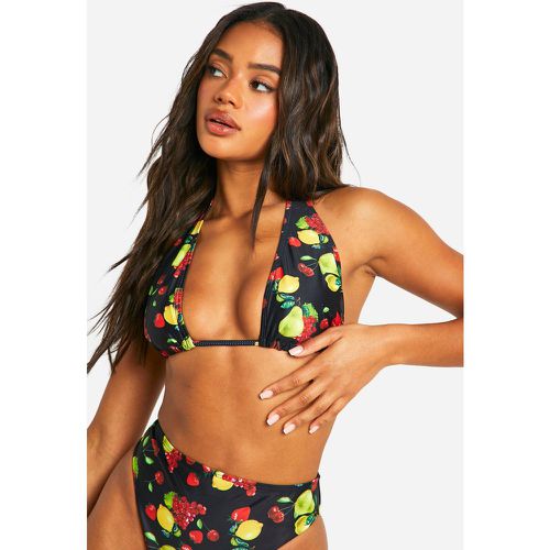 Fruit Print Halterneck Bikini Top - boohoo - Modalova