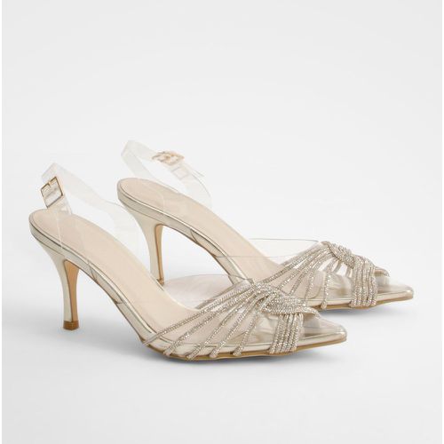 Tacones De Salón Transparentes Con Adornos Sin Talón - boohoo - Modalova