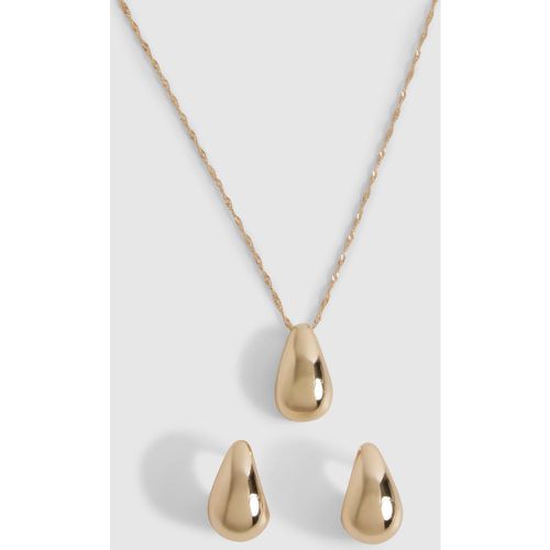 Gold Chunky Tear Drop Necklace & Earring Set - boohoo - Modalova