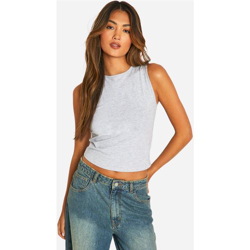 Top Crop Sin Mangas, Gris - boohoo - Modalova