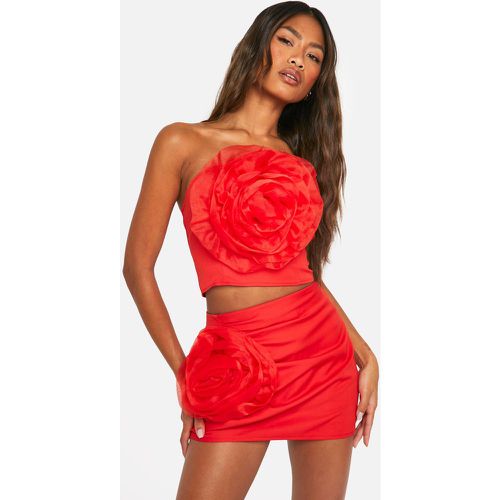 Minigonna in tulle con rose, Rosso - boohoo - Modalova