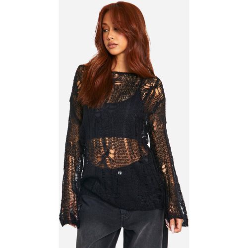 Maglione oversize semi-trasparente con dettagli intrecciati - boohoo - Modalova