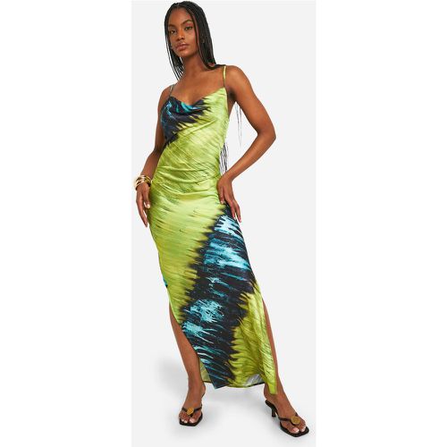 Vestido Tall Maxi De Raso Con Escote Plisado Abstracto - boohoo - Modalova