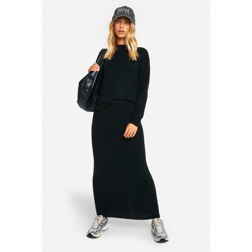 Maglione a girocollo in maglia a coste morbide & gonna maxi coordinata - boohoo - Modalova