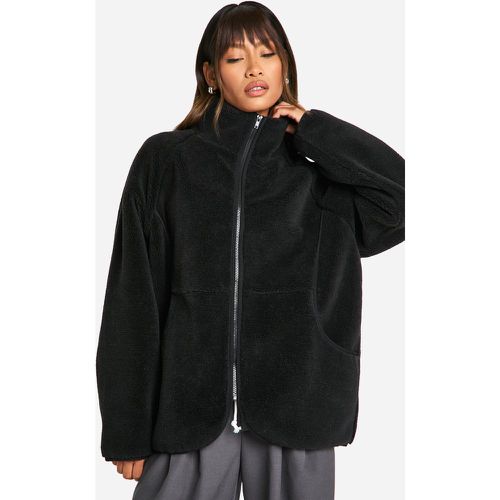 Chaqueta Oversize De Borreguito Sintético Con Cremallera - boohoo - Modalova