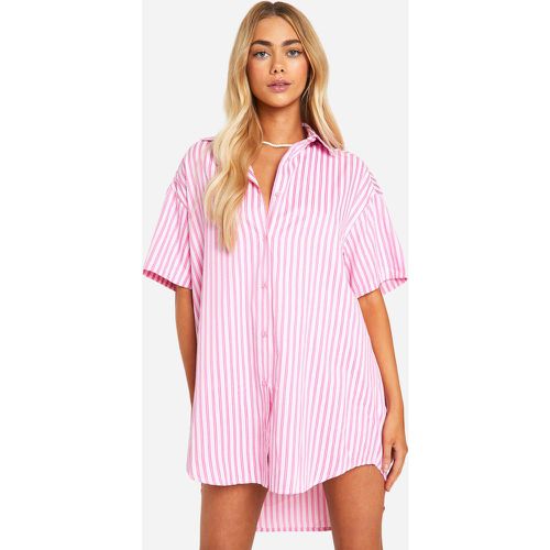 Stripe Short Sleeve Shirt Dress - boohoo - Modalova