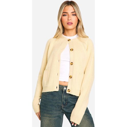 Cardigan squadrato in maglia morbida con tasche - boohoo - Modalova